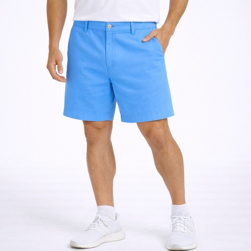 Roundtree & Yorke Casuals Shorts Mens 36 Sky‎ Blue Stretch Flat Front *NWT*